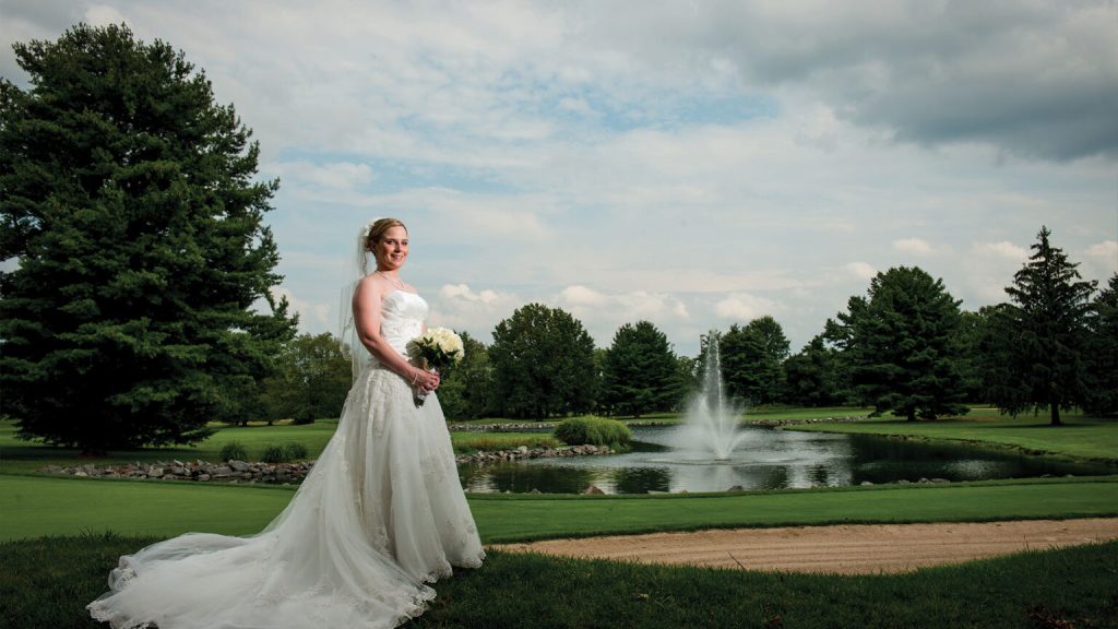 bride out on the course