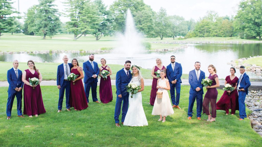 wedding party out on the course